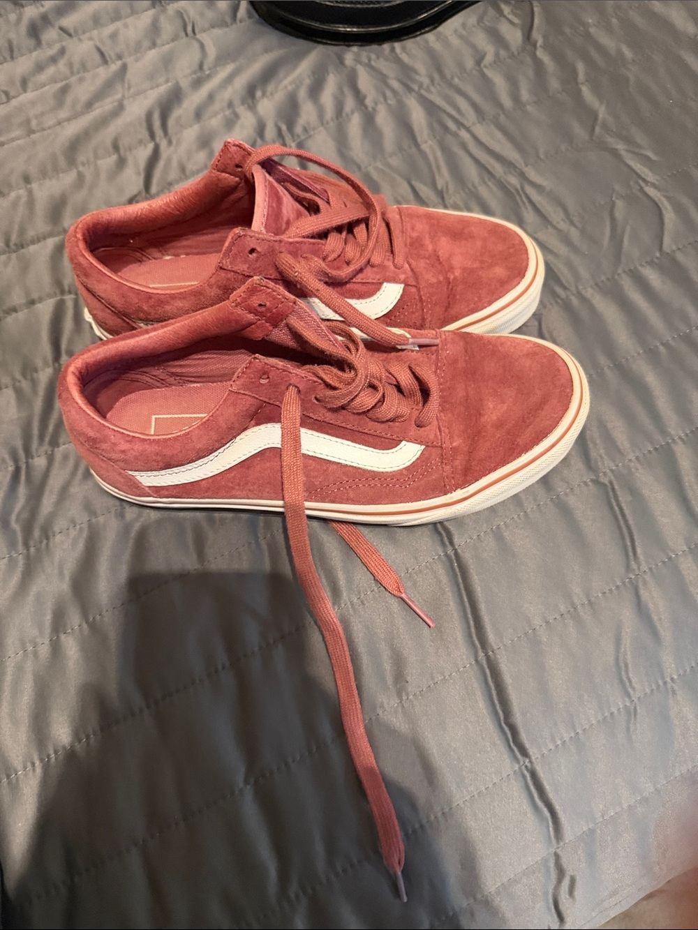 Vans Women's Old Skool Suede Sneakers in Rose Pink and White
